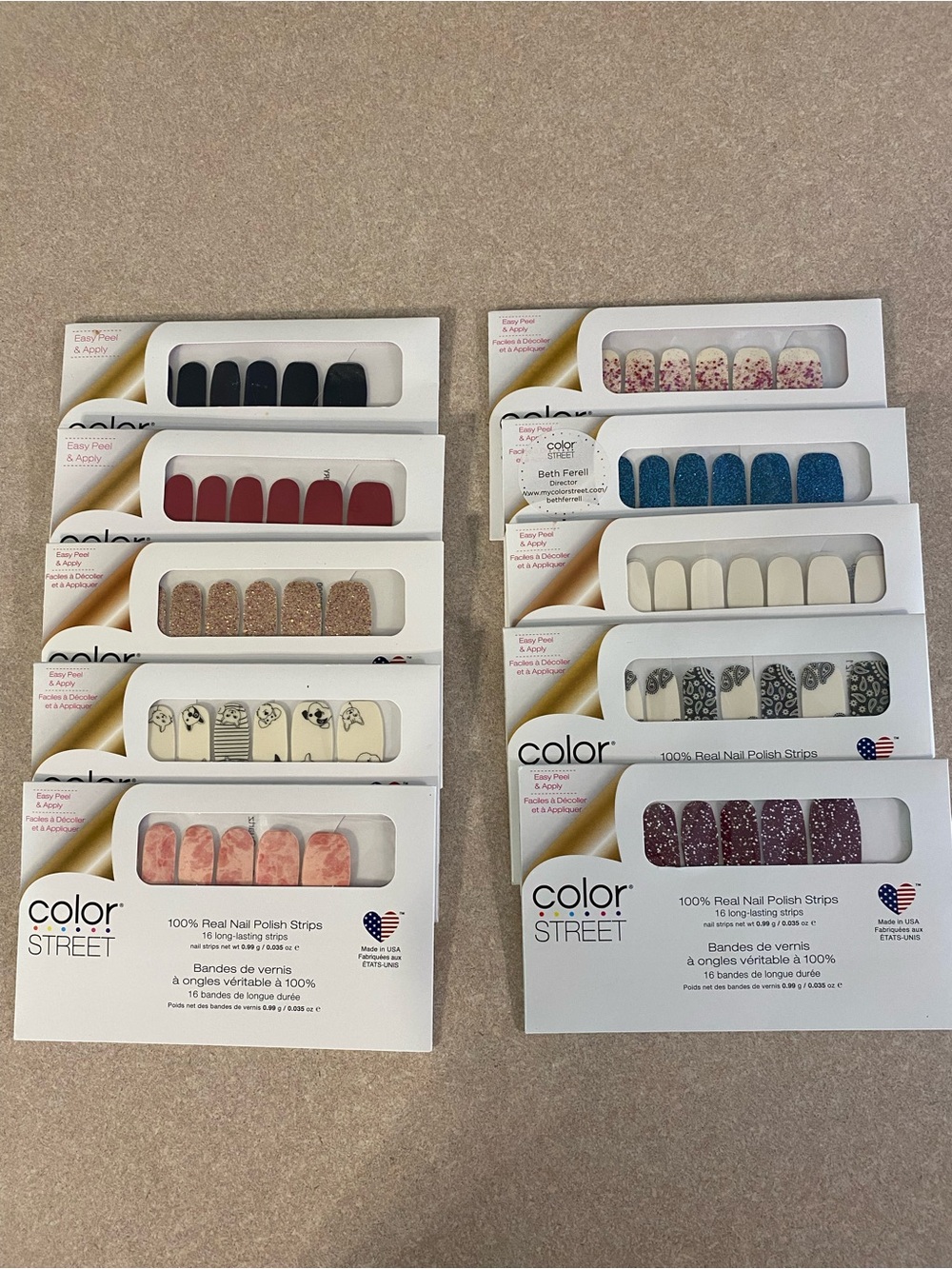 Lot of 10 Color Street Real Nail Polish Strips Assorted New Solid Glitter - Picture 1 of 5